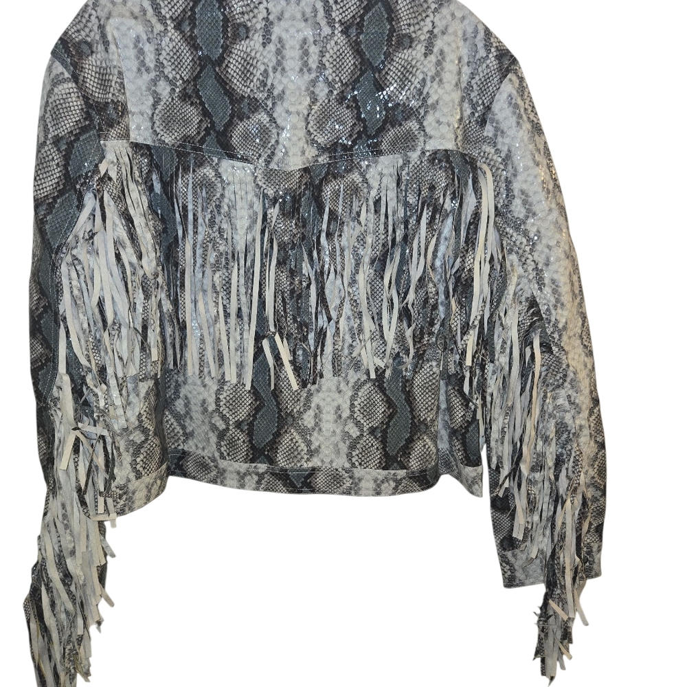 Chic Snake Print Jacket with Fringe Size: XL - Picture 7 of 11